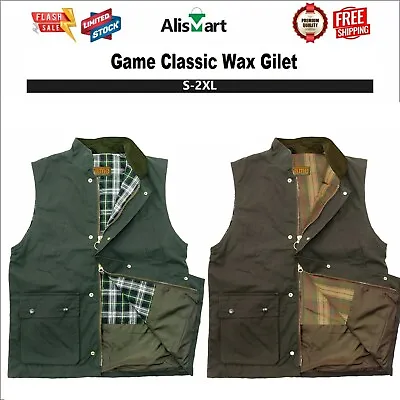 Mens Game Padded Wax Gilet Country Waistcoat Quilted Bodywarmer Olive Brown UK • £10.99