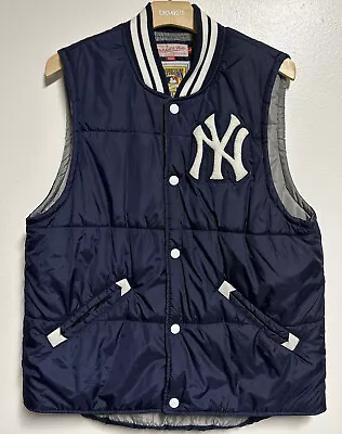 New York Yankees MLB Men's Puffer Vest Blue Mitchell & Ness Adult Size Large • $60