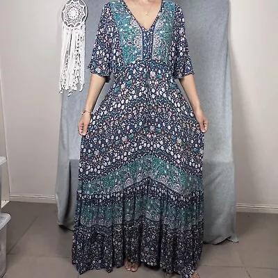 Jaase Maxi Dress Size 20 Floral Multicoloured Long Boho Bohemian Hippie Holiday • $49.95