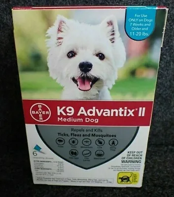 K9 Advantix II Flea Medicine Medium Size Dog 6 Month Supply Pack K-9 11-20 LBS. • $69.99