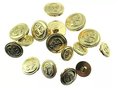 Anchor Military Blazer Buttons - Gold - Plastic - Sew On Shank 15mm 18mm 21mm FS • £52.49