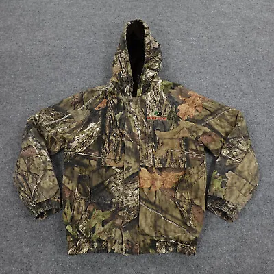 Mossy Oak Jacket Mens Medium Break Up Country Camo Hooded Zip Rip Stop Hunting • $39.95