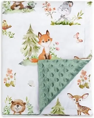 Baby Blanket Soft Double Layer With Dotted BackingLovely Woodland Animal Design • $16.14