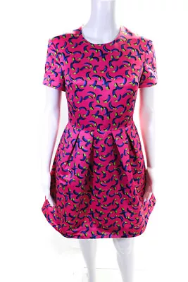 Markus Lupfer Women's Printed Short Sleeve A Line Mini Dress Pink Size S • $44.41