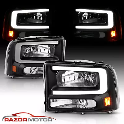 1999-2004 [LED C Bar] For Ford F250/F350 Superduty Excursion Black Headlights • $193.55