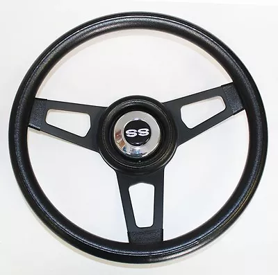 Chevelle Camaro Nova Grant Black Steering Wheel With Black Spokes 13 3/4  SS Cap • $130.95