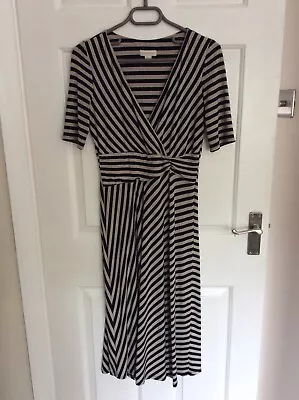 £3.75 • Buy Ladies Navy And Beige Monsoon Dress - Size 10