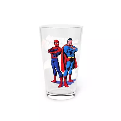 Amazing Spider-man & Superman Pint Glass 16oz - DC & Marvel Comics Crossover • $21.99