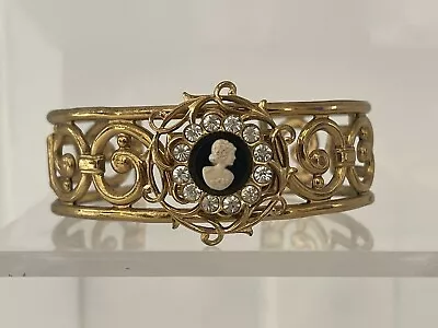 Vintage Coro Victorian Cameo With Rhinestones Cuff Bracelet  • $18