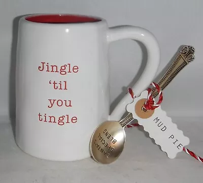 Mud Pie Christmas Jingle Til You Tingle Coffee Tea Mug Cup Spoon Set Santa Blend • $15.63