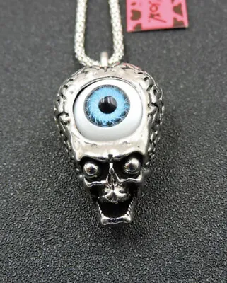 Betsey Johnson Silver Monster Extra-Terrestrial Blue Eye Pendant Necklace NWT • $15.99