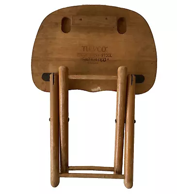 VTG NEVCO Fold ‘N Carry Folding Wood Milking Stool Yugoslavia Farmhouse Camping • $29.75