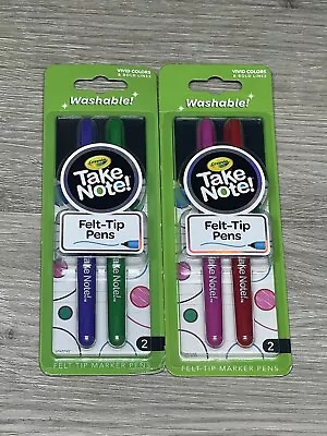 Crayola Take Note Felt Tip Pens Marker Pens  Washable 2 Packs • £9.64