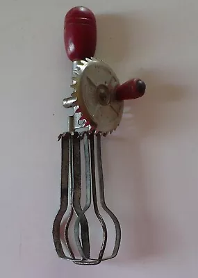 Vintage Betty Taplin Red Handle Child's Toy Egg Beater Mixer • $8.75