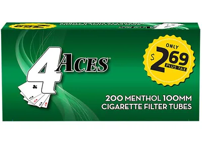 4 Aces Menthol 100s 100mm Cigarette Filter Tubes 5 Boxes (1000 Tubes) • $23.75