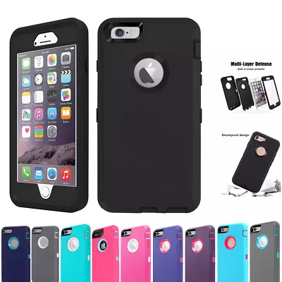 For IPhone 6s 6 Plus 6s Case Hybrid Shockproof Heavy Duty Cover Screen Protector • $11.99