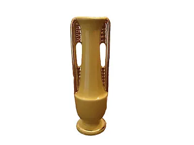 MCM Vintage Shawnee Pottery Yellow Gold Gild Bud Vase W/Handles 1178 Art Deco • $18