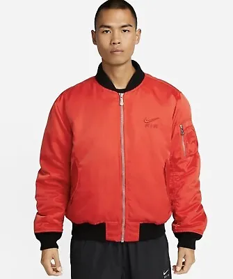 Men's Nike Air Therma-Fit Bomber Jacket Picante Red Sweater DV9891-633 Size L • $80