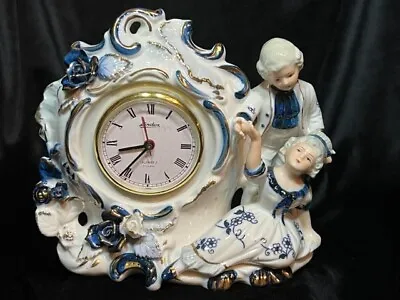 Vintage Linden Genuine Porcelain China Shelf Clock Victorian Figurines Works • $29.99
