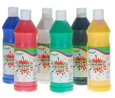 £24.74 • Buy 6 X 600ml Paint Set Childrens Ready Mixed Paint Non Toxic Kids Paints Bottles