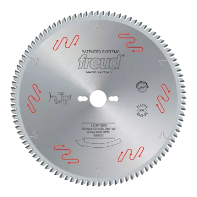 NEW FREUD LU3F03 Panel Saw BLADE Bilaminated Panels  Plastic Material 300MM 96T • £113.28