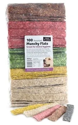 £12.81 • Buy Treat 'N' Chew Munchy Flat Strips Dog Treats Chews Assorted 6 Inch X 100 Pieces