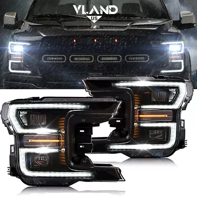 VLAND LED Headlights Black Housing For F-150 2018 2019 2020 W/Sequential Signal • $679.99