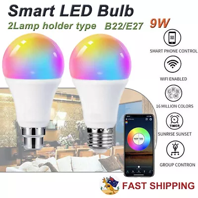 B22 E27 WiFi Smart LED Light Bulb RGB Globe Color Lamp 9W For Alexa Google Home • $14.45