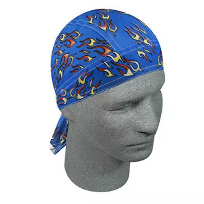 $7.95 • Buy Small Yellow Flames On Blue Doo Rag Headwrap Skull Cap Durag Biker Headwrap