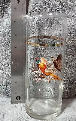 Vintage MCM Mixer Martini Cocktail Pitcher Pheasant Glass- Barware • $10