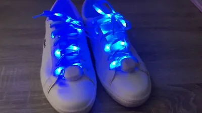 £6.99 • Buy 1-6 Blue Sets Of LED Shoelaces Light Up Fibre Glow Flashing Luminous Shoe Laces