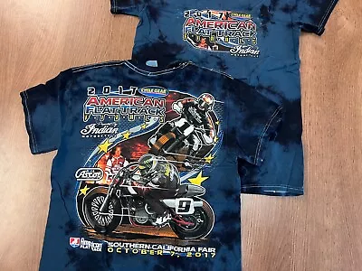 2017 American Flat Track Finals S T Shirt Deadstock Indian Motorcycle Tie Dye Bl • $15