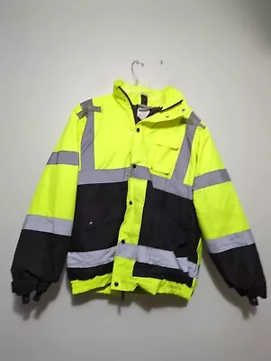 Utility Pro Wear Jacket Mens LT Neon Green High Visibility Safety • $25