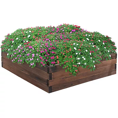 Outsunny Wooden Raised Garden Bed Planter Grow Containers Flower Pot 80 X 80cm • £47.99