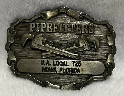 UA PLUMBERS PIPEFITTERS STEAMFITTERS  UNION Local 50 Toledo Ohio BELT BUCKLE Vtg • $44.99