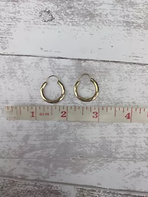 Antique Vintage Rosy Yellow Gold Filled Textured Pierced Hoop Earrings • $45