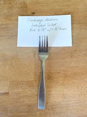 1 CAMBRIDGE MADISON INDIVIDUAL SALAD FORK STAINLESS 6-1/8  W/1-1/4  TINES VGUC • $3