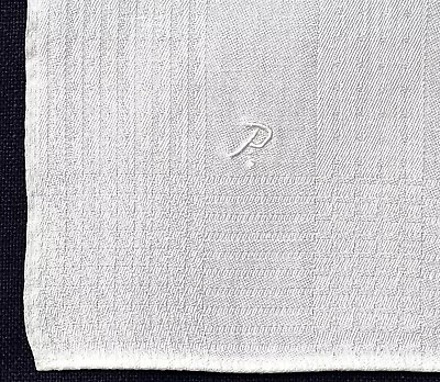 Vintage Ivory Napkins Set Of 12 Monogrammed  P  1920s 18  X 20  • $20