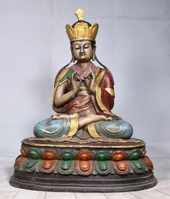 9.5  Old Tibetan Buddhism Temple Bronze Cloisonn Ksitigarbha Bodhisattva Statue • $229.99