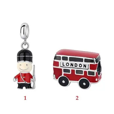 £11.99 • Buy Charms For Bracelets London Bus & Soldier Charm Genuine 925 Sterling Silver 