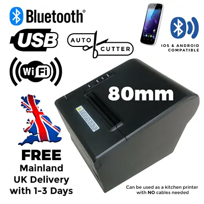 £130 • Buy 80mm Wireless Thermal EPOS Receipt Printer  USB WIFI & BLUETOOTH Kitchen Printer
