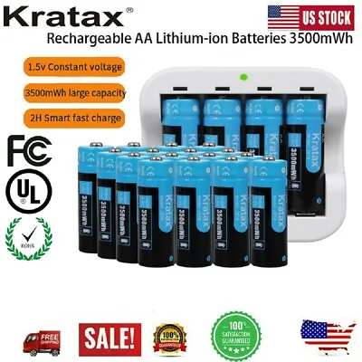 Rechargeable Lithium 1.5V Batteries With Li-ion AA AAA Battery Charger LOT • $28.68