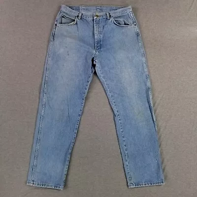 Vintage Wrangler 36x32 Blue Jeans Classic Heavy Denim Stone Wash 90s Work Pants • $18.52