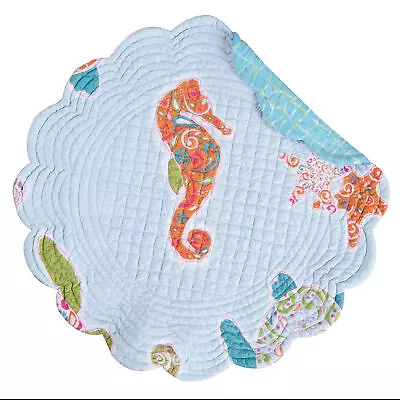 St. Kitts Cotton Quilted Round Reversible Placemat Set Of 6 17 C&F Home • $39.99