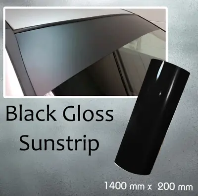 Gloss Black Sun Strip Universal Car Windscreen Sunstrip 140cm X 20cm Vinyl • £5.99