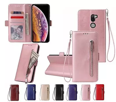 Xiaomi Mi 5S+ Pu Leather Wallet Case With Card Front Zip Side Magnet Closure • $9.50