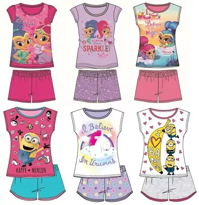 Girls Character Short Pyjamas 2pc Night Wear Pj Sets Official 2-12 Years Bnwt • £5.99