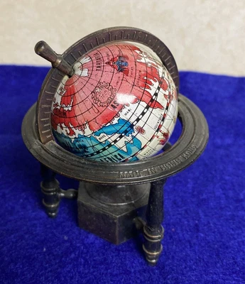 $9 • Buy Vintage Globe World Earth Pencil Sharpener Die Cast Metal 3  Spinning Miniature 