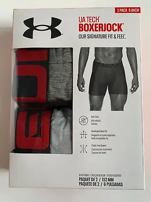 NEW Under Armour Tech Men's 6  Boxerjock Boxer Brief 2 Pack Gray Large 1363619 • $19.99