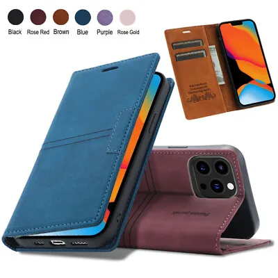$14.49 • Buy Leather Magnetic Case For IPhone 11 12 13 Pro X XR XS Max 7 + 8 6 6S Plus Cover